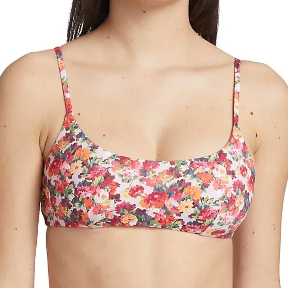 ONIA 'Sarita' Liberty Floral Garden Bikini Swimsuit Top, Spiced Coral Multi